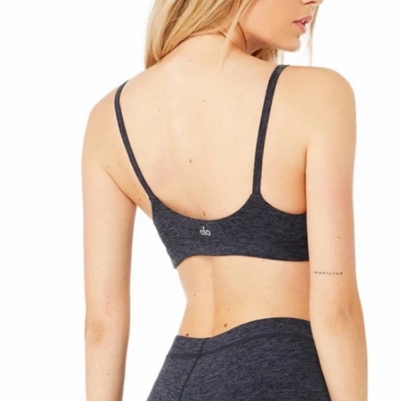 ALO Yoga Lounge Bralette Sports Bra Heather Black Gray - Med - Picture 3 of 7